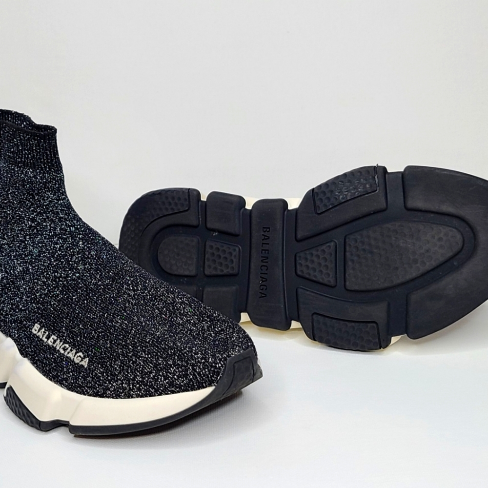 - Balenciaga Metallic Black Speed cloth Trainers Limited Edition (Size 37) - Picture 2 of 6